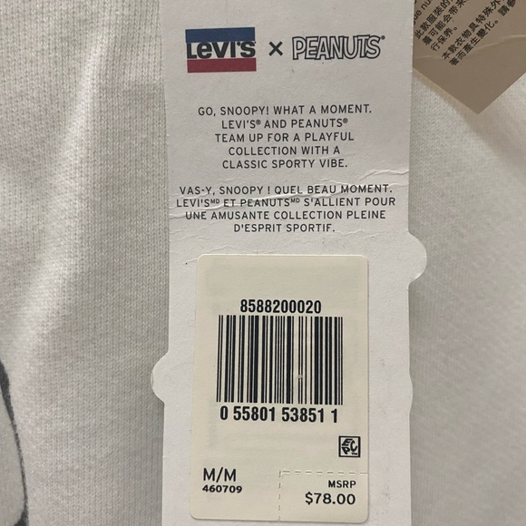 NWT VINTAGE DISCONTINUED Levi’s x Peanuts SS Crewneck Cutoff Sweatshirt - Picture 4 of 4